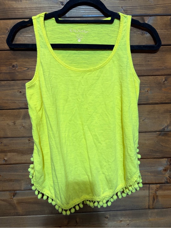 Lilly Pulitzer Tops - Lilly Pulitzer Neon Yellow Pom-Pom Trim Tank